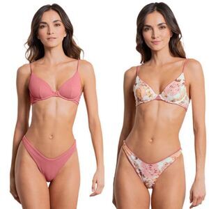 Nwt maaji salmonberry dainty underwire bikini set reversible women’s M /‎ S